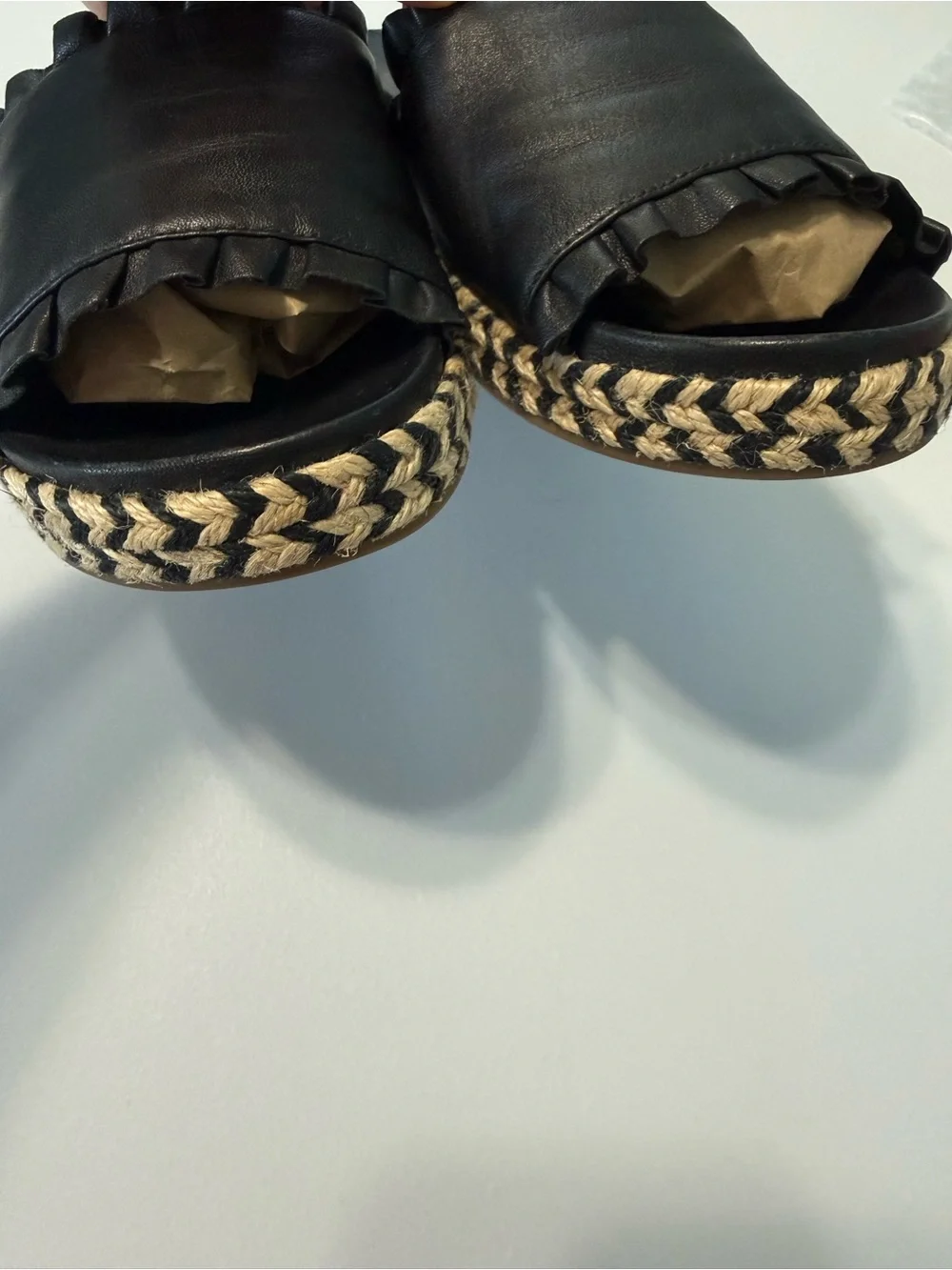 kate Spade Zahara Leather Sandals Black Slide Espadrille Platform Size 9.5 - Picture 7 of 16